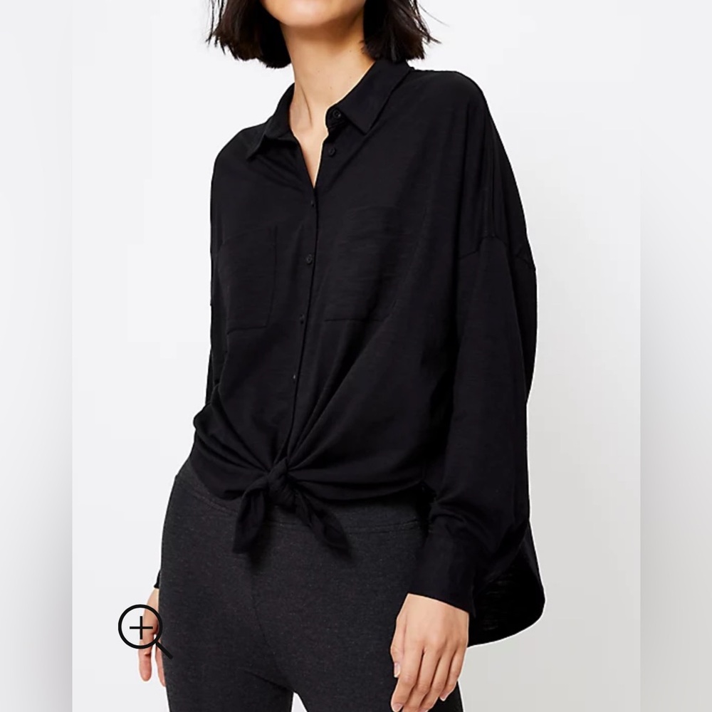 Lou & Grey for Loft Black Button-Down Shirt – Size L